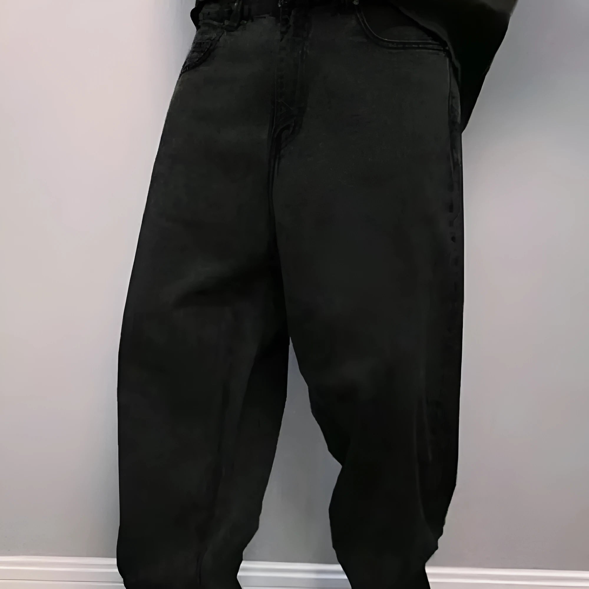 Men's non-elastic button waist casual jeans in denim cotton, high waist, blue colour, side view