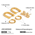 18K gold plated ear clip set with heart, U-shaped, star and geometric designs, 3 pairs