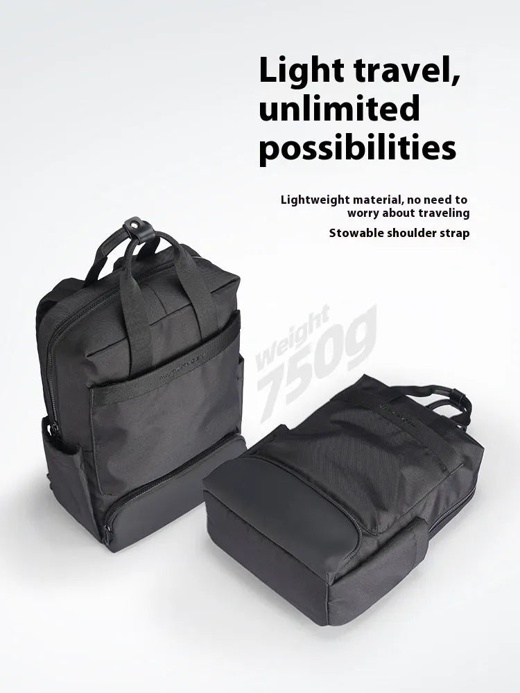 Oxford cloth computer backpack in black with multiple storage compartments