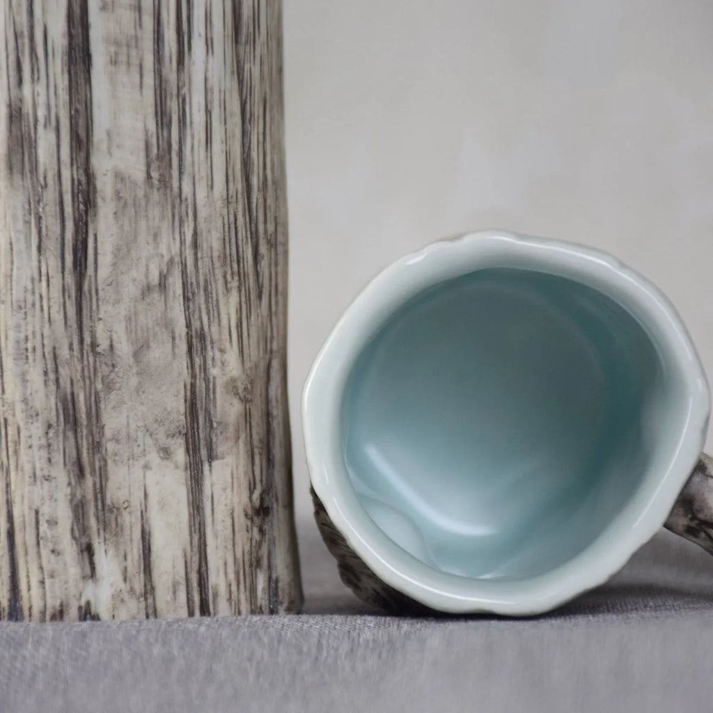 300ml porcelain hot bark mug with irregular shape and creative single-layer ceramic design