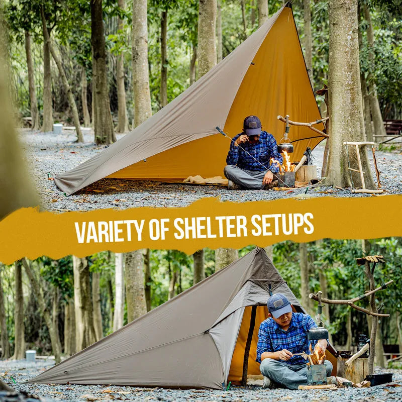 Brown nylon butterfly leisure awning measuring 4x4m for camping and barbecue shade