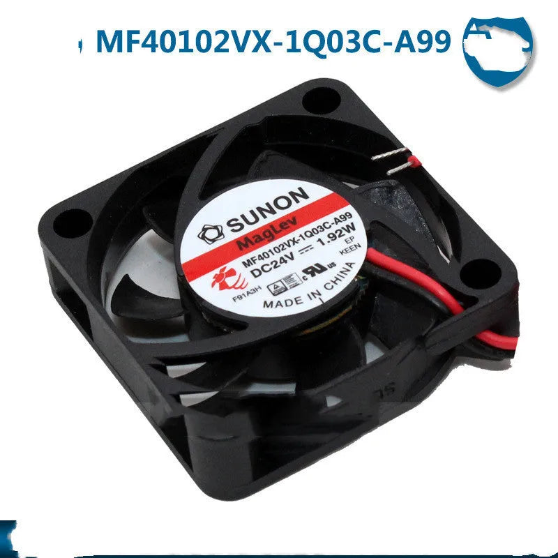 MF40102VX-1Q03C-A99 24V 4cm DC cooling fan with black plastic housing