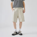 Men's cotton blend lyocell casual shorts in loose fit, apricot colour, laid flat