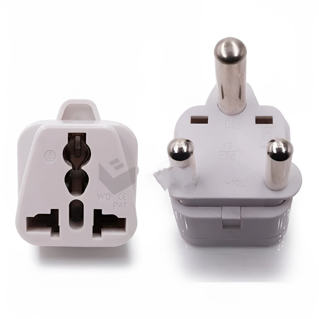 Great South Africa converter plug 10A 250V AC CE certified in black or white with ABS and phosphor bronze