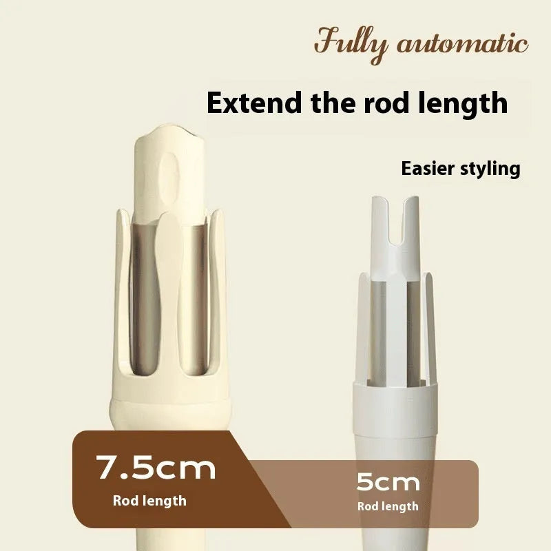 White and pink automatic hair curler with 32mm barrel and corded power supply
