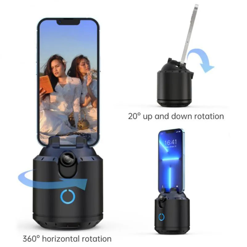 Intelligent dual axis camera in black with 360° horizontal rotation and smooth panning