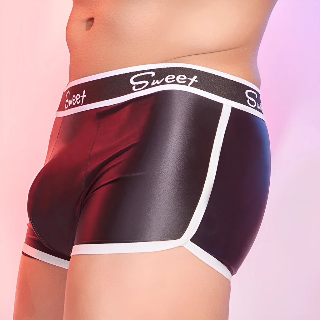 Men's shiny silky nylon boxers in black, white and sapphire blue colours with free size designation
