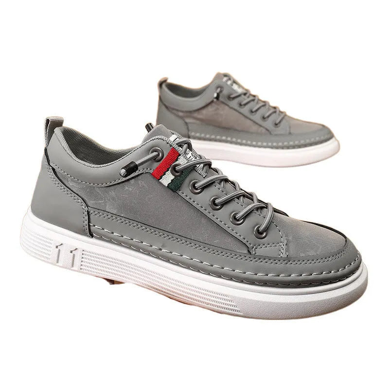 Men's high-cut canvas sneakers in grey colour with round toe design and PVC sole