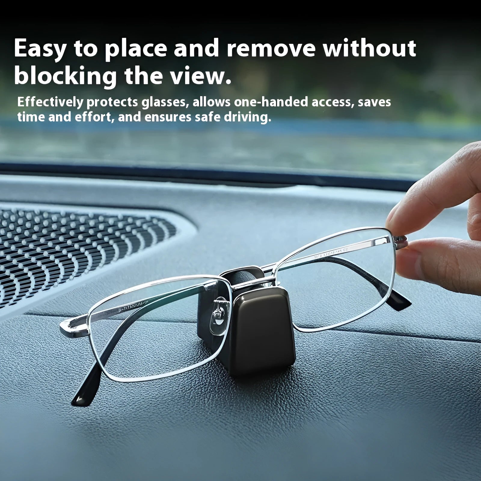 Car dashboard glasses clip nose pad in zinc alloy leather construction