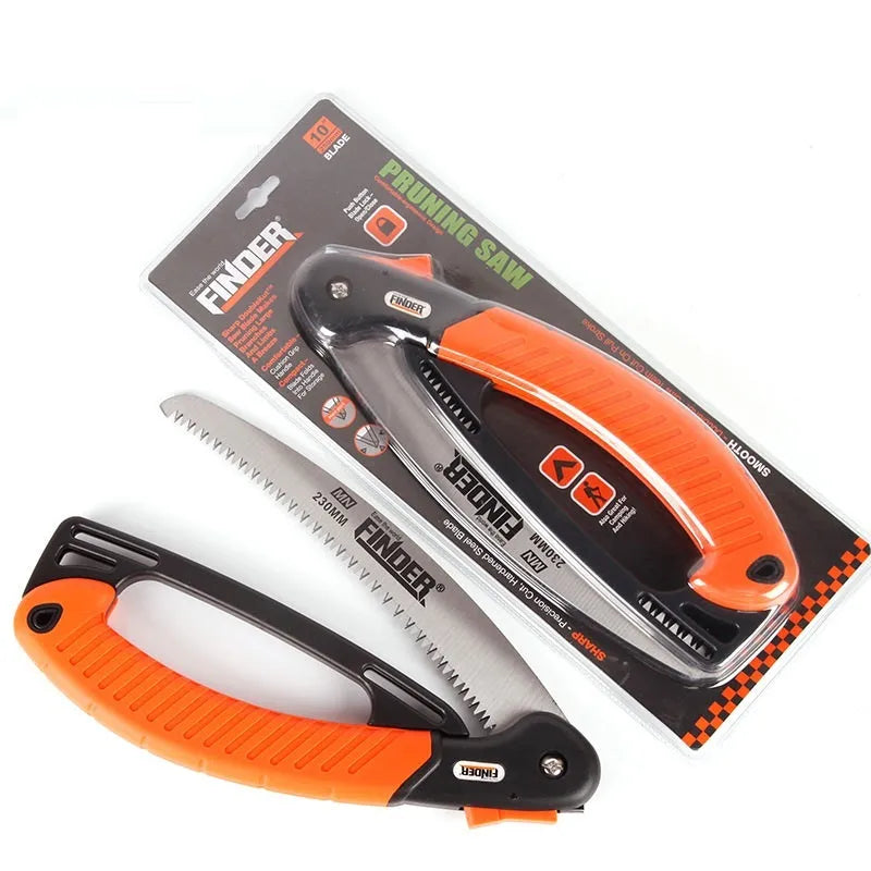 9-inch folding garden saw with TPR grip and extended 65MN steel blade