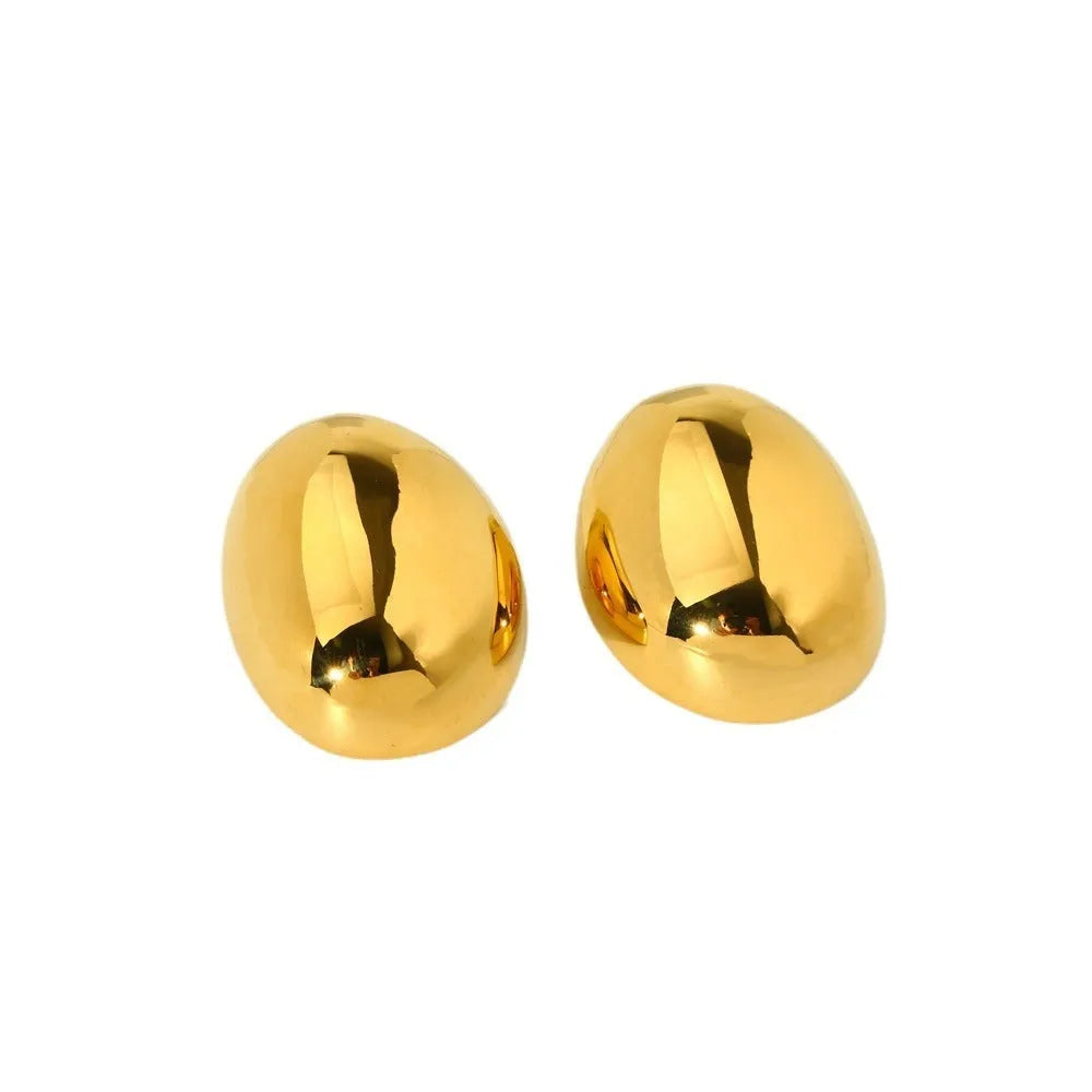 Geometric line earrings with stainless steel construction and electroplated 18K gold glazed surface