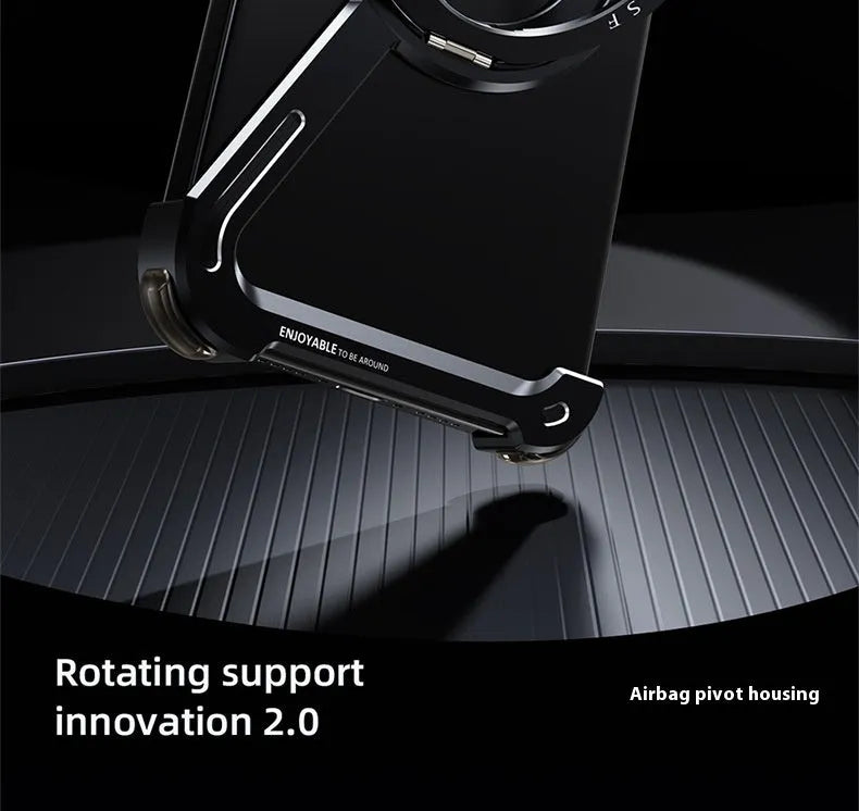 iPhone 17 Pro Max metal phone case with magnetic bracket in black electroplated finish