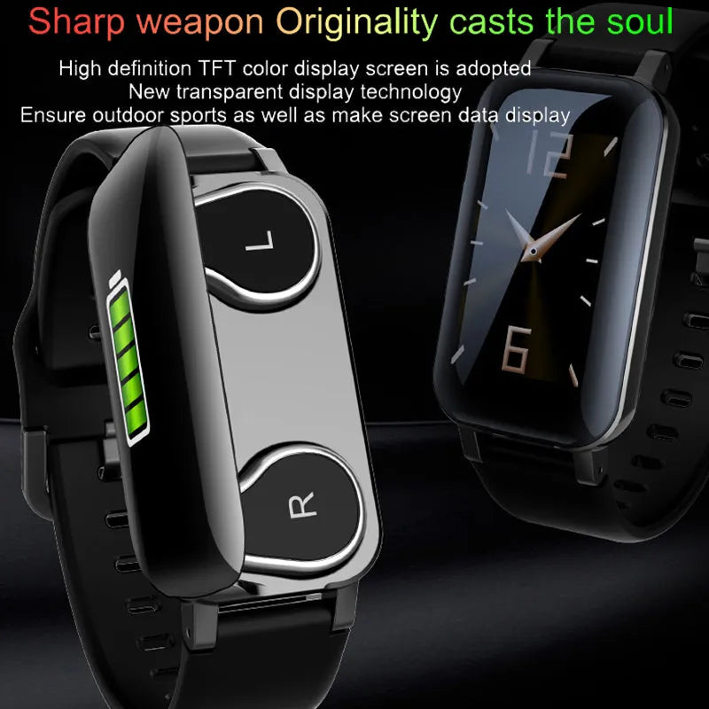 Smart call bracelet with heart rate monitor in black, blue, or coffee colour options