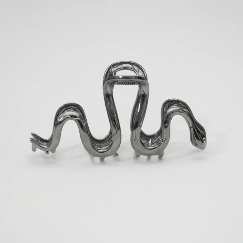 Slytherin serpent design metal hair barrette in silver or black, 10.5cm long.