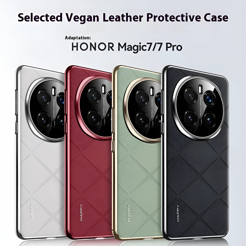 Electroplated plain leather phone case for Glory 300 in black showing all-inclusive drop-resistant cover