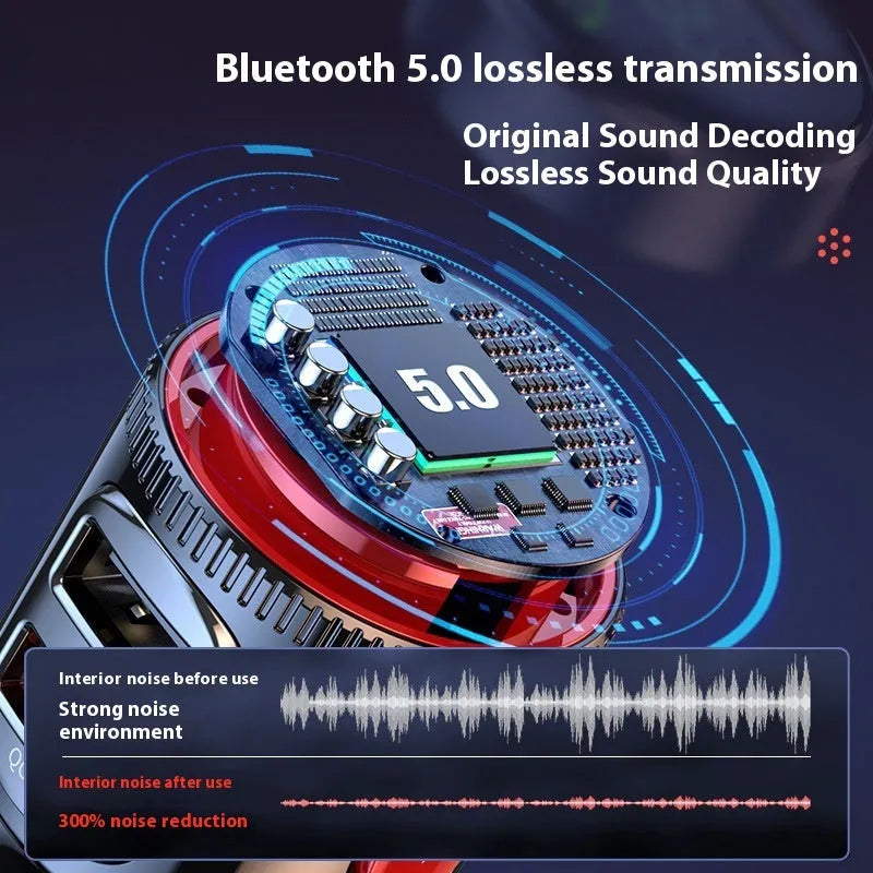 T23 Car MP3 Bluetooth Player with FM transmitter, PD fast charge, 1.2-inch ABS cigarette lighter unit