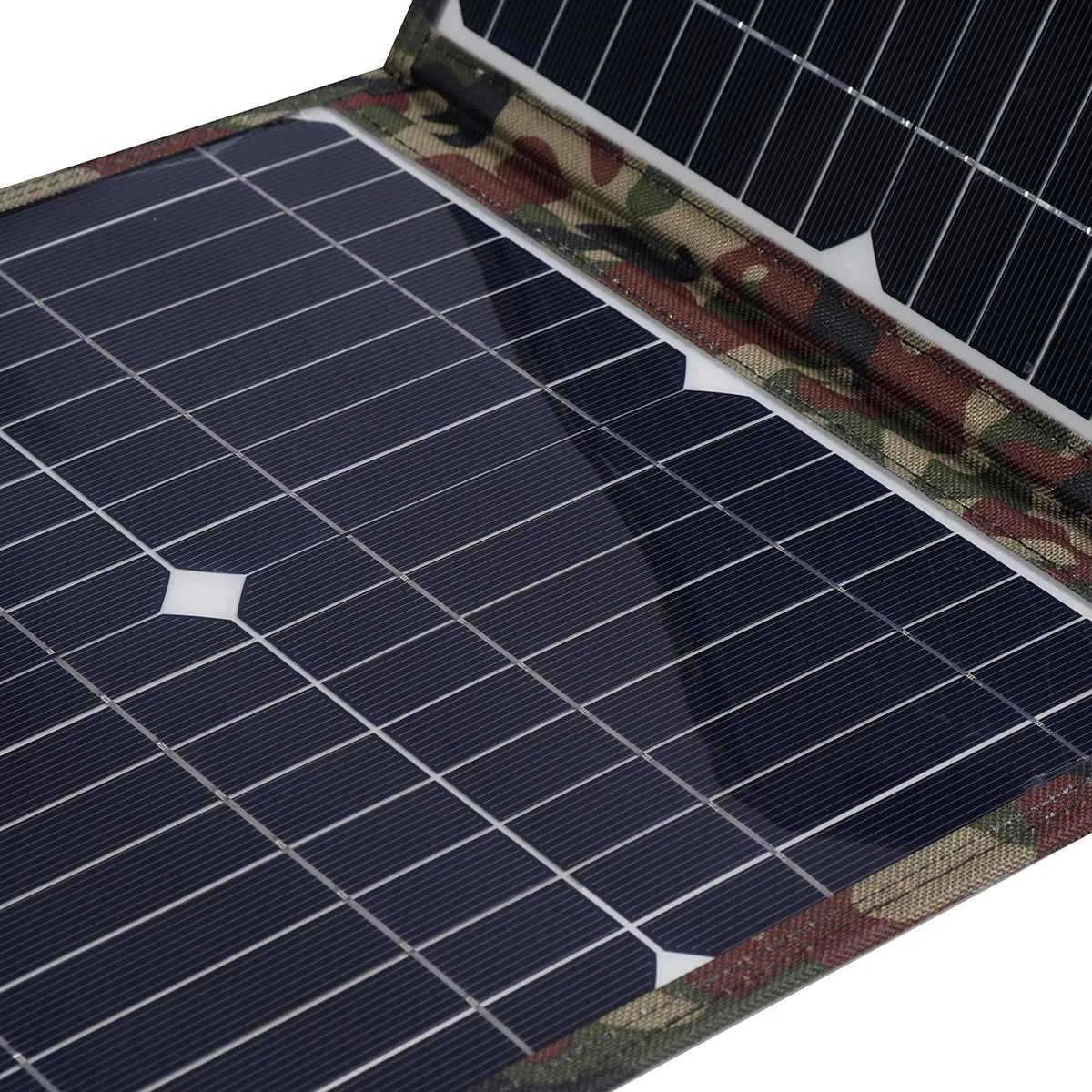 Black foldable 36W solar panel with car charger and accessories for outdoor power