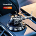 Solar-powered metal helicopter car perfume ornament rotating on dashboard