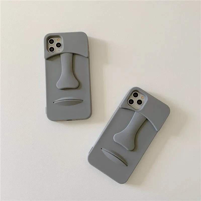 Grey cartoon stone soft rubber mobile phone case for Apple iPhone models