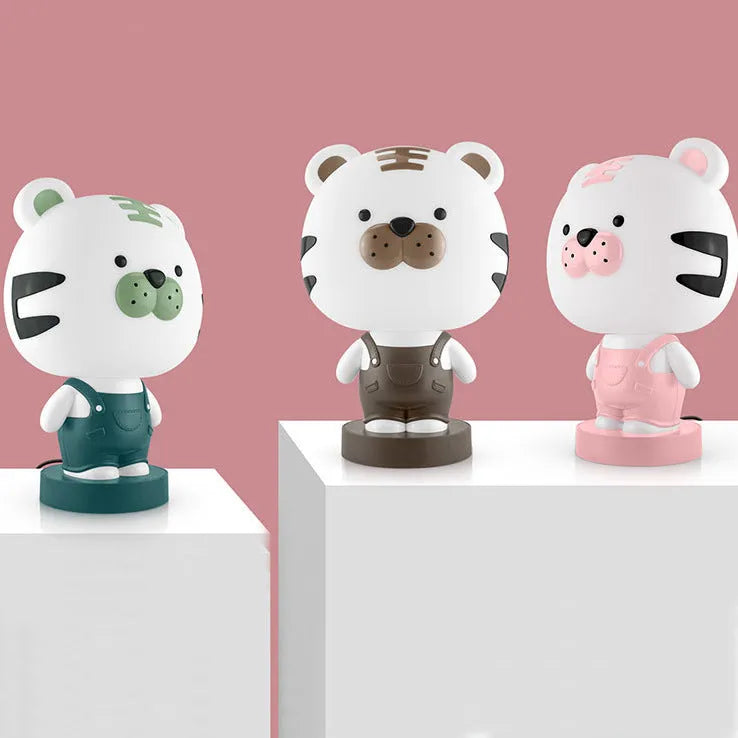 Cartoon animal table lamp with LED light in bear, cattle, rabbit, or tiger designs