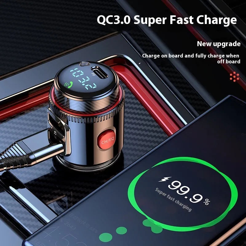 T23 Car MP3 Bluetooth Player with FM transmitter, PD fast charge, 1.2-inch ABS cigarette lighter unit