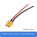 Yellow XT60 male to female extension cable 10cm 16-12AWG with welding connectors