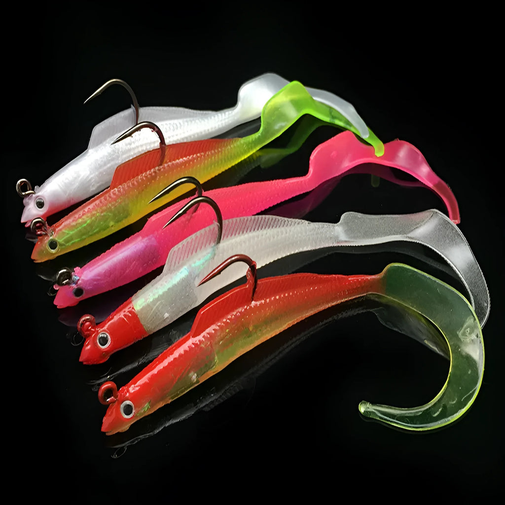 Creative simulation soft fishing lure 12cm with lead head and PVC body in pink colour option