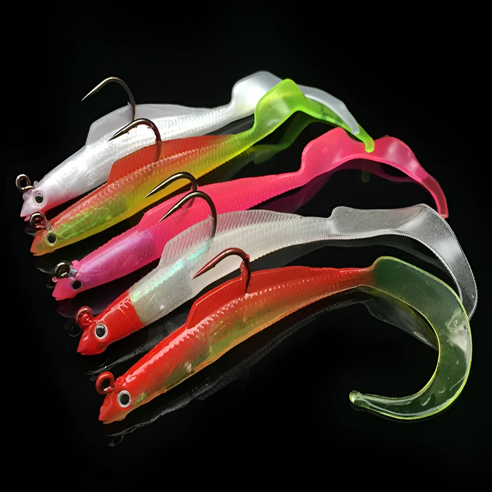 Creative simulation soft fishing lure 12cm with lead head and PVC body in pink colour option