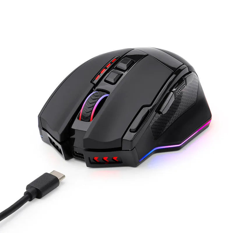 Black Redragon M801P wireless gaming mouse with 9 buttons and ergonomic design