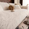 Thick plush sofa cushion in light khaki, 70 × 120cm, placed on a sofa as a seat pad and dust cover.
