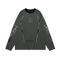Men's grey cotton pullover sweatshirt with drop shoulder sleeves and printed letter design