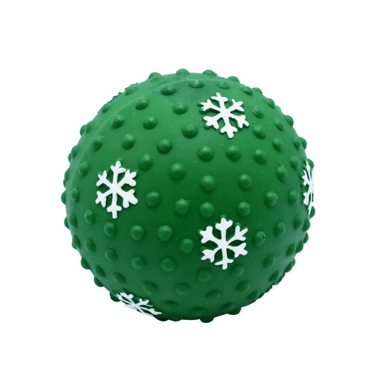 Red and green dog toy balls with squeaker and air vents 7cm for small medium dogs