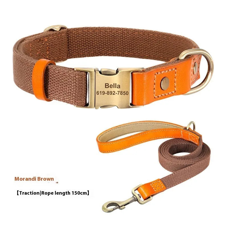 Small dog mohair collar and leash set in Mo Landi colours with matching lettering detail