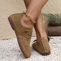 Women's retro flannel casual pumps in brown with corduroy upper, flat heel, and front lace-up