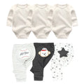 Cotton baby girl bodysuits and pants sets in five colour options for ages 3-12 months