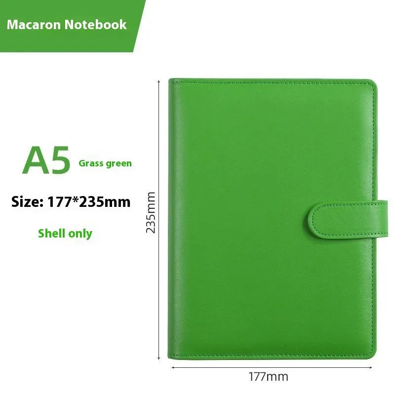 A5 PU leather zipper notebook shell in a solid colour, shown closed, with dimensions 235mm by 177mm.