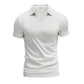 Men's loose fit V-neck T-shirt in apricot colour with short sleeves and cotton blend fabric