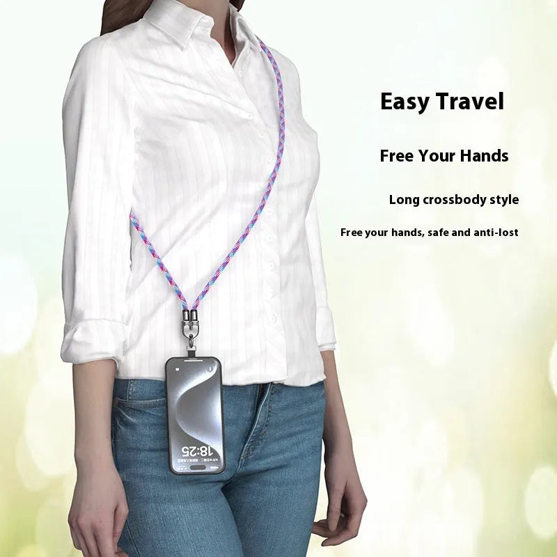 Black two-in-one lanyard data cable with Type-C plug and alloy connector