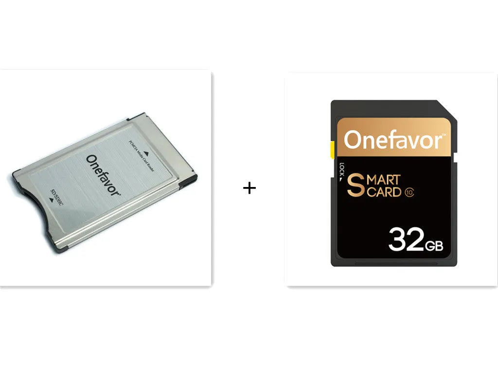 SD to PCMCIA adapter card with stainless steel housing and 32GB SDHC card for Mercedes-Benz vehicles