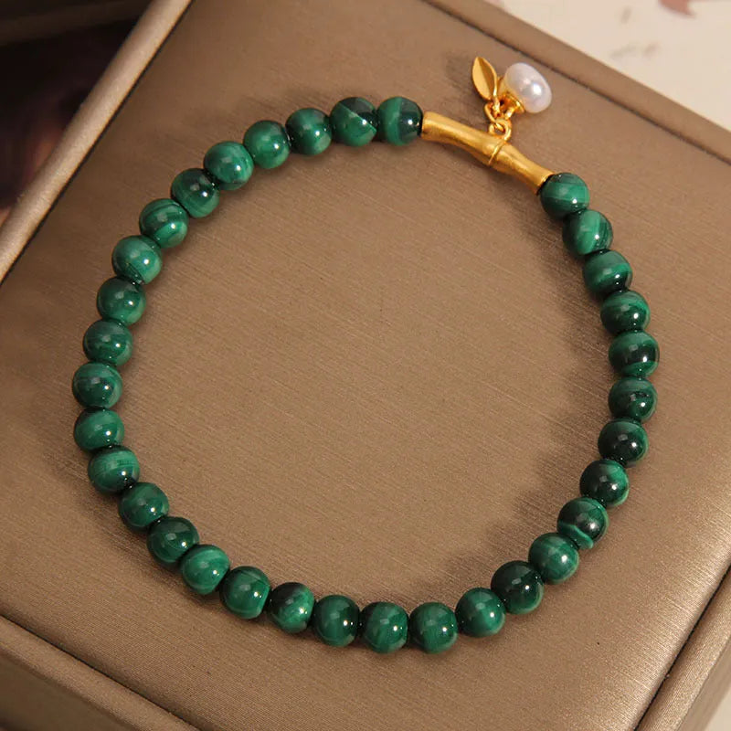 Women's white crystal bamboo bracelet with elasticated band