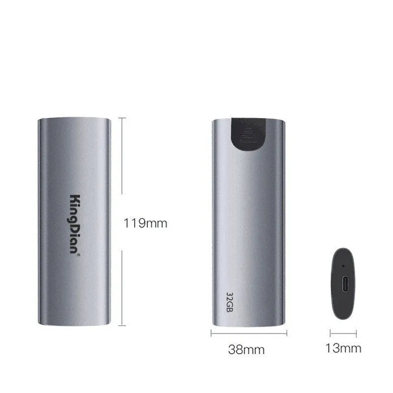 Grey portable external solid state drive SSD with USB 3.0 interface for mobile phones