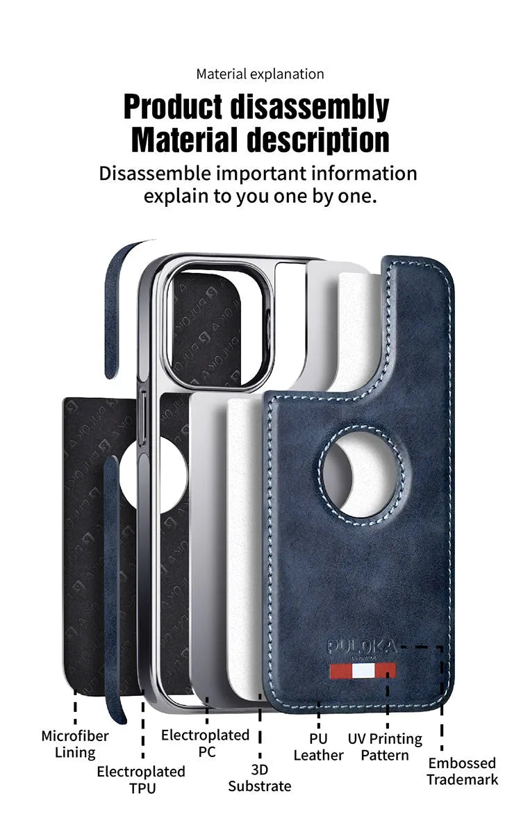 Latest PU leather plating cell phone case for iPhone 13 Pro and iPhone 13 – shockproof, brown business design