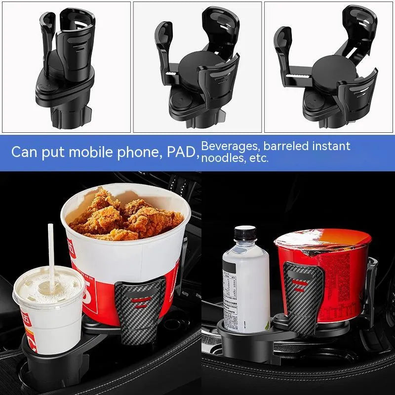 Car cup holder modification in carbon fibre or matte finish made from ABS plastic