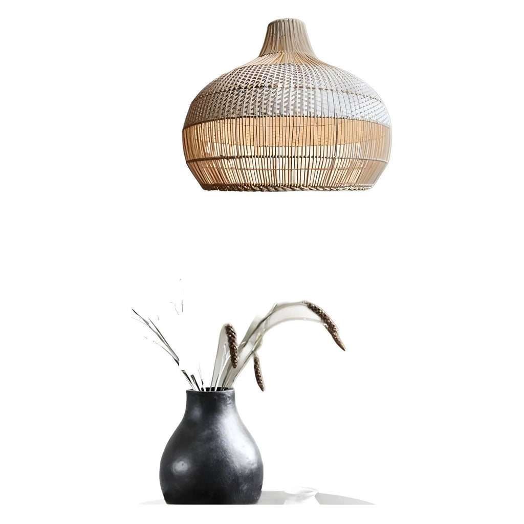Silent Wind style rattan chandelier with a 60cm diameter, showing pastoral Southeast Asian design.