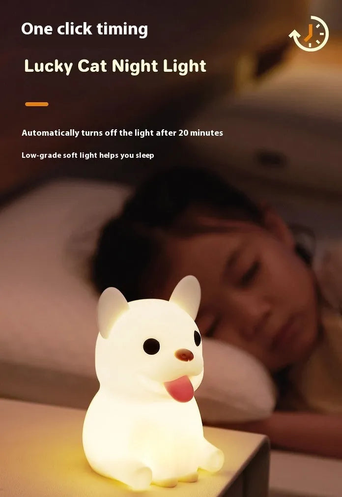 Silicone night light with USB charging, dimming function, cartoon animal design, 85x87x129mm, 0.5W
