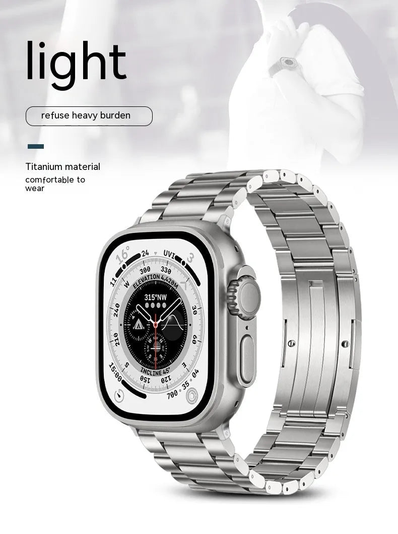 Stainless steel Apple Watch strap in black, silver or titanium gray, business style, 38-49mm sizes
