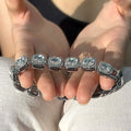 Hip-hop unisex full diamond bracelet alloy geometric JK style 18CM 20CM