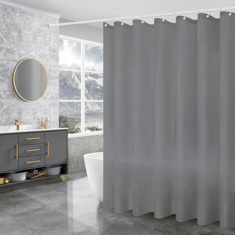 PEVA shower curtain in geometric pattern with stainless steel buttonholes, 80x180cm size for bathroom use