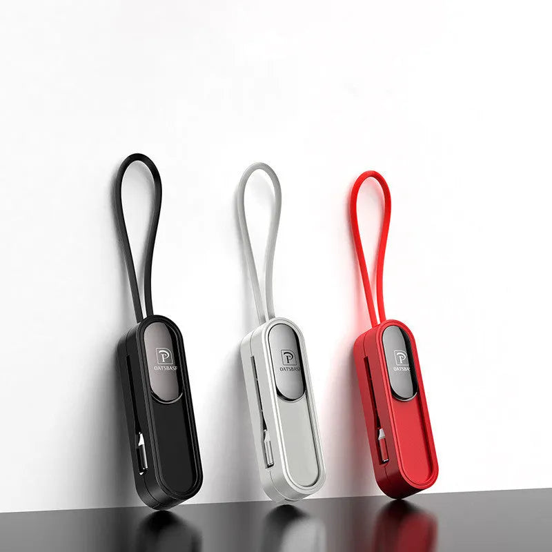 Magnetic three-in-one USB data charging cable in black colour with 0.4 metre length