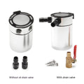 Black aluminium automotive oil pot with connectors and installation hardware